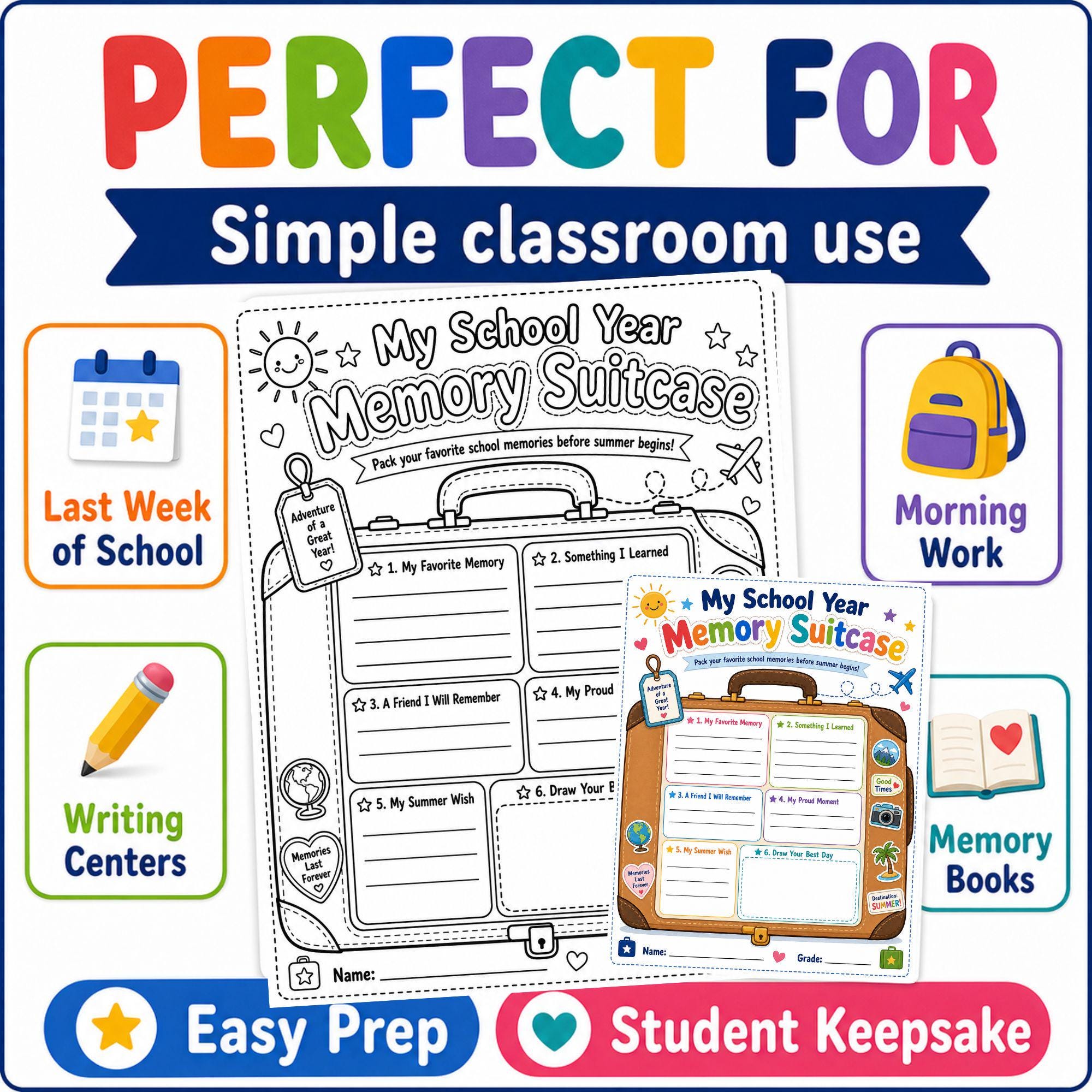 End of School Year Memory Suitcase Activity, Reflection Writing ...
