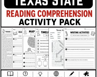 Texas State Reading Comprehension Passages and Activities | Texas Social Studies Literacy Pack