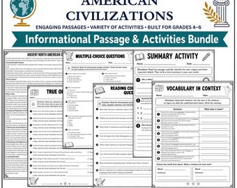 Ancient North American Civilizations Reading Comprehension Worksheets | Indigenous History Grades 4–6