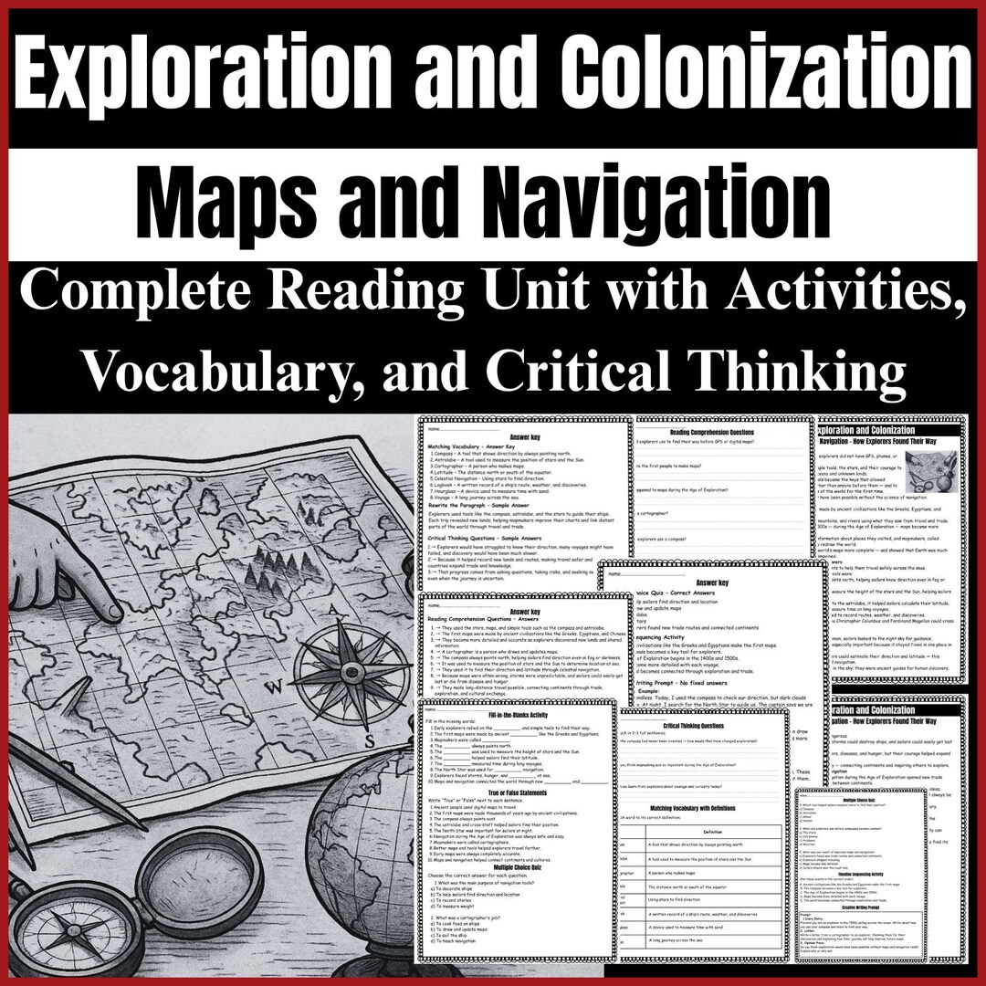 Maps & Navigation Lesson | Exploration and Colonization Reading Unit ...