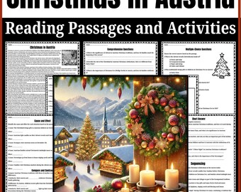 Christmas in Austria Reading Passage and Activities | Austrian Christmas Traditions, Holidays Around the World Worksheets