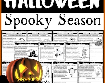 Halloween Spooky Season Reading Comprehension Passages | October ELA Worksheets, Questions & Activities