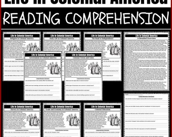 Life in Colonial America Reading Comprehension Passages | Colonial Life Worksheets
