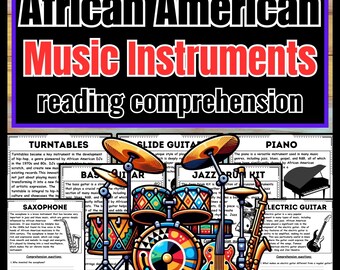 African American Music Instruments Reading Comprehension | Black History Month Music History Worksheets & Questions