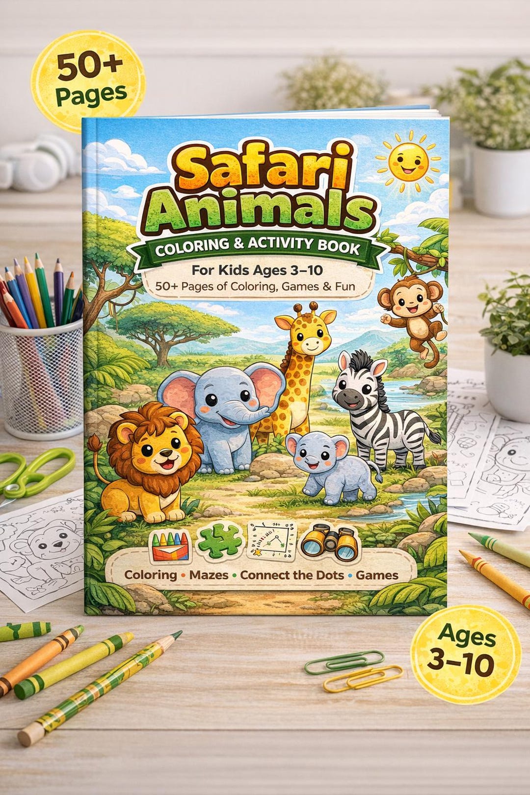 Safari Animals Coloring Book | Kids Activity Book (PDF + PNG) - Etsy