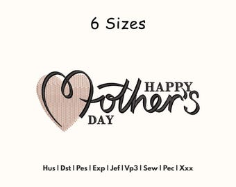 Mothers Day Embroidery Design – Mama Heart Machine Embroidery File - 6 Sizes - Instant Download