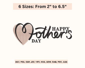 Mothers Day Embroidery Design – Mama Heart Machine Embroidery File - 6 Sizes - Instant Download