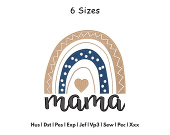 Mama Boho Rainbow Embroidery - Mothers Day Machine Embroidery Design - 6 Sizes - Digital Download Files
