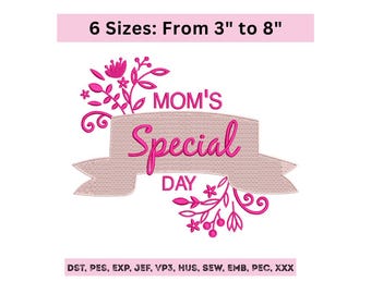 Mothers Day Embroidery Design - Mom Machine Embroidery Pattern - 6 Sizes - Instant Download File
