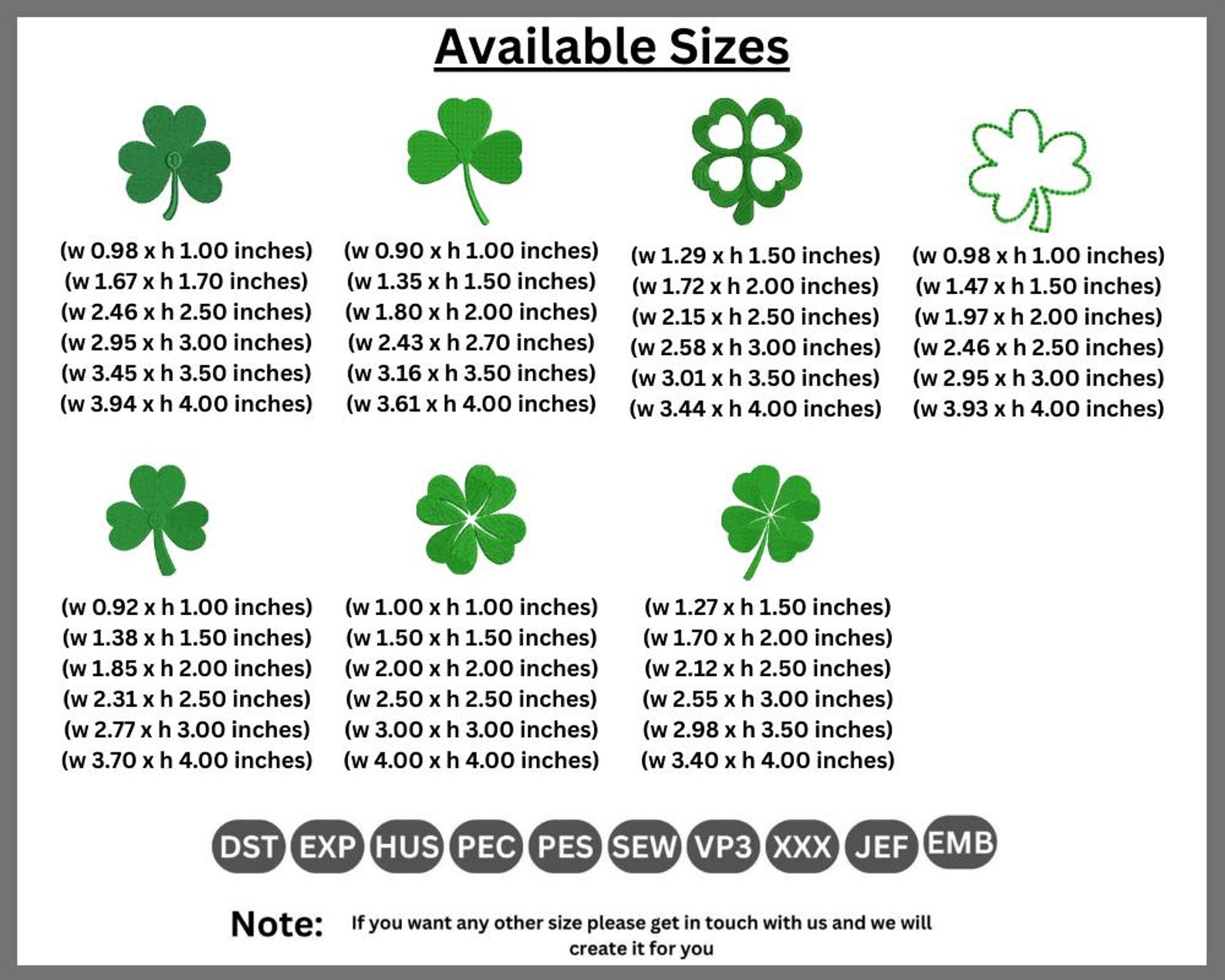 Shamrock Embroidery Designs, St Patrick's Day Four Clover Leaf ...