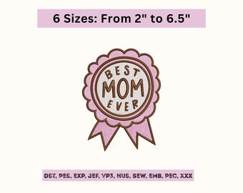 Mom Embroidery Design Badge – Machine Embroidery Files - Instant Download - 6 Sizes