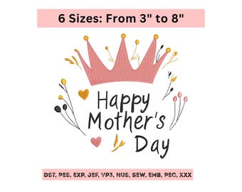 Mothers Day Embroidery Design - Mom Machine Embroidery File - 6 Sizes - Instant Download