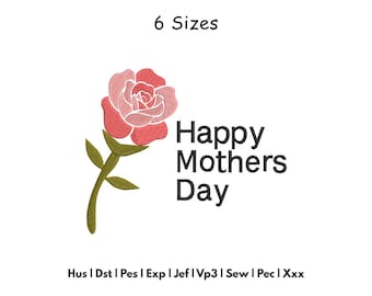 Mothers Embroidery Design - Mom Flower Machine Embroidery - 6 Sizes - Instant Download Files