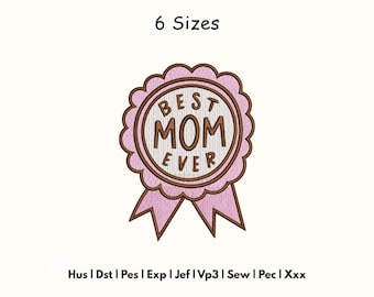 Mom Embroidery Design Badge – Machine Embroidery Files - Instant Download - 6 Sizes