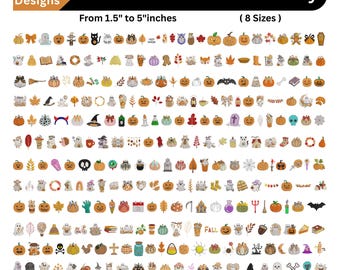 Mais de 250 desenhos de bordado para o Halloween - Abóboras, fantasmas e bruxas - Pacote completo - 8 tamanhos (Download digital) - Arquivos de bordado para máquina