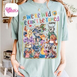 Camiseta de Disneyland Animal Kingdom de WDW, Camiseta de Disney Zootopia 2 "Somos salvajes y no podemos ser domesticados", Camiseta a juego de Judy Hopps y Nick Wilde con el grupo de animales imagen 4