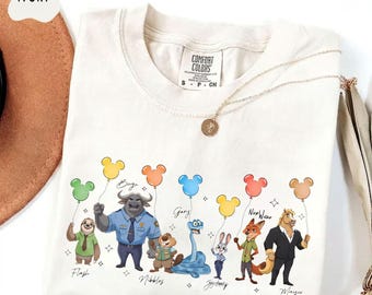 Disney Zootopia 2 Signatures Shirt, Judy Hopps Nick Gary Nibbles Bogo Shirt, Zootopia Mickey Balloons Tee, Disneyland Family Matching Shirts