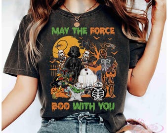 Star Wars May The Force Boo With You Mummy Skeleton Halloween Shirts, Darth Vader R2-D2 Balloons Shirt, Galaxy's Edge Hollywood Studios Tee