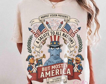 Disney The Muppets Sam Eagle 4th of July Fireworks Celebration tee, Disney 250th USA Anniversary Shirts, 1776-2026 Patriotic Tee, Sam Eagle