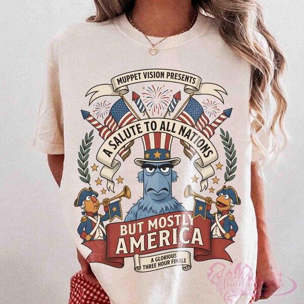 Disney The Muppets Sam Eagle 4th of July Fireworks Celebration tee, Disney 250th USA Anniversary Shirts, 1776-2026 Patriotic Tee, Sam Eagle