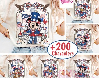 Customize Mickey & Friends 4th of July Coquette Bow Shirt,  Magical Castle Independence Day Fireworks shirts, 250 Years of Freedom Shirts