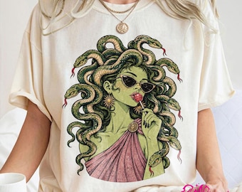 Medusa Lollipop Greek Mythology. Comfort Colors® Retro Spooky Halloween Snake Shirt