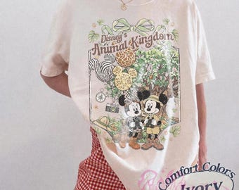 Retro Comfort Colors Disney Animal Kingdom T-Shirt, Family Matching Walt Disney World Vacation, Coquette Tree of Life Leopard Balloon Design