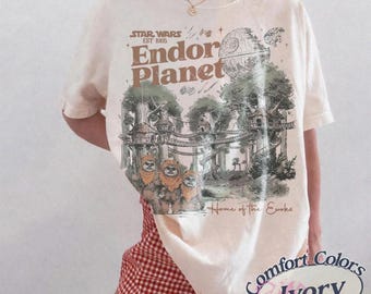 Vintage Star Wars Endor Ewok Planet Shirt, Forest Moon of Endor Tee, Galaxy’s Edge Disneyland Trip T-Shirt, Summer Camp Family Vacation Tee