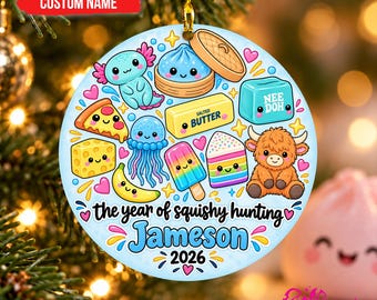 Personalized Printed Squishy Dumpling Christmas Ornament 2026, Viral Dumpling Squishy, Christmas Gift, Squishy Hunting Squishies Ornament