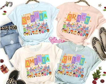 Disney Family Vacation 2026 Shirts, Matching Family Tee, Custom Name Fantasyland Disneyland of the World Pastel Shirt, Magic Kingdom tee