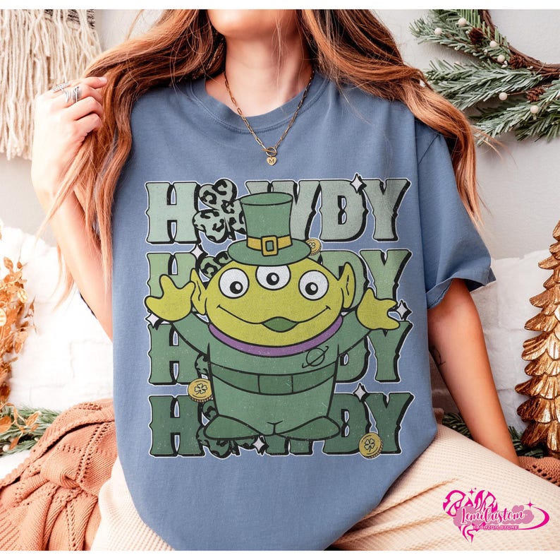 Feeling Lucky Sweatshirt, Woody Jessie Alien Crewneck, Custom Howdy St Patrick Shirt, Shamrock Toy Story Cowboy T-Shirt, Western Cowgirl Tee image 7