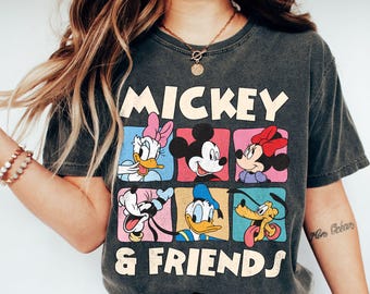 Retro Mickey Minnie Comfort Colors Shirt, Disney Friends Shirt, Mickey and Friends Matching Shirts, Disney Family Shirt, Magic Kingdom Shirt