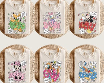 Mickey and Friends Vintage Comfort Colors Tee, Matching Family Trip Shirt for Disneyland and Disney World, Disney Vacation Trip 2026 Shirt