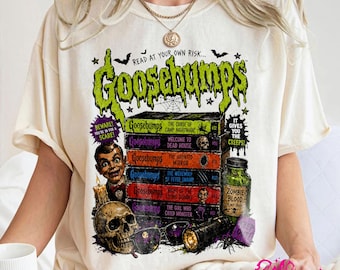 Vintage Goosebumps Books Horror Comfort color Shirt, Retro 90s R.L. Stine Horror Book Tee, Haunted Theme Park Top, Spooky Halloween Gift