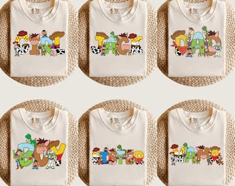 Vintage Custom Toy Story Mom Dad Shirt, Matching Disney Family Trip Tee, Personalized Name Disney Birthday Shirt, Disneyland Parents Outfit
