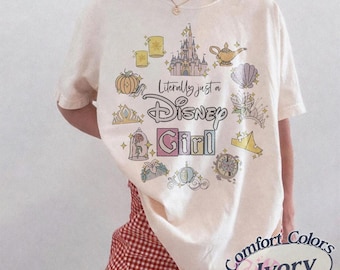 Watercolor Coquette I'm Just A Princess T-Shirt, Disney Aurora Ariel Belle Cinderella Tiana Tee, Magic Kingdom Disneyland Girl Trip 2026 Tee