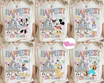 Mickey and Friends Disney 2026 Trip Shirts, Custom All Characters Happiest Disney Family Trip Shirt, Disney Dada Mama Mimi Gigi Shirts