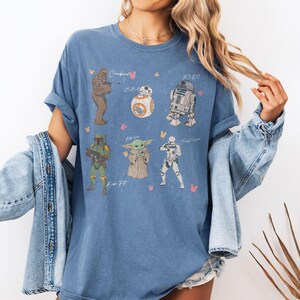 Star Wars Characters Shirt, Baby Yoda Grogu BB8 R2D2 Stormtrooper Boba Fett Tee, Cute Vintage Cartoon Shirt, Galaxy Gift For Fans Shirt image 8