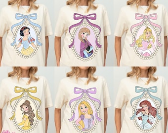 Personalized Disney, Disney Group Shirt, Disney Trip Shirts, Coquette Disney Princess Tee, Retro Disney Princess Shirt, Disney Girl Trip Tee