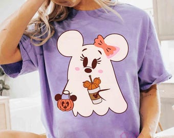 Comfort Colors® Cute Minnie Mouse Ghost Pumpkin Spice Halloween Shirt, Minnie Boo Too You Tee, Spooky Season Family Trip, Disney Family Gift