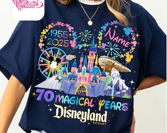 Disneyland Family Trip shirts, Mickey and Friends Platinum Celebration 1955-2026 shirt, Personalized Disneyland 70th anniversary shirt