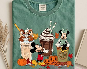 Disney Fall Coffee Sweatshirt, Mickey Minnie Pumpkin Spice Latte Shirt, Disney Autumn Crewneck Shirt, Pumpkin Coffee Lover Sweatshirt
