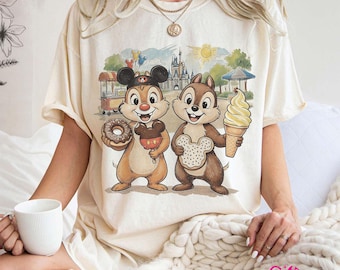 Disney Park Ice Cream Shirt, Chip Dale Double Trouble Tee, Magic Kingdom Family, Comfort Colors®, Funny Chip And Dale Disneyland Snack Shirt