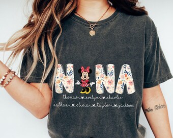 Grandma Nana Gigi Mother's Day Shirt, Nana Tee, Nana Gifts, Personalized Nana Shirt with Kids Names, Grandma Shirt, Floral Nana T-Shirt