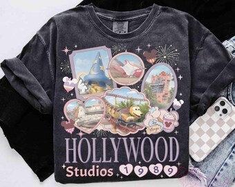 Vintage Disney Hollywood Studios Comfort Color Shirt, Slinky Dog Dash Star Wars Fantasia Hollywood Tower Tee, WDW Family Trip 2026 Outfits