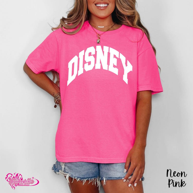 Disney Vacation T-Shirt, Women's Disney Tee, Summer Disney, Trendy, Preppy, Oversized, Comfort Colors Disney Shirt, Neon Disney World Shirt immagine 5