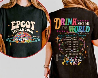 Vintage Drink Around The World Shirt, Disney Epcot Since 1982 Shirt, Mickey and Friends Disney Epcot Shirt, Epcot World Tour 1982, Epcot Tee