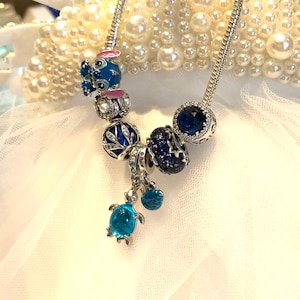 Blue Ocean Series Pandora Pendant  Charms ,Sterling Silver Bracelet  Pendant, Can Be Matched With Bracelets And Necklaces, Birthday Gift