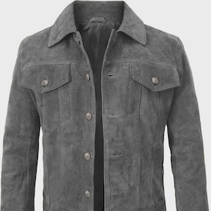 Vintage Gray Suede Trucker Jacket: Western Cowboy Style