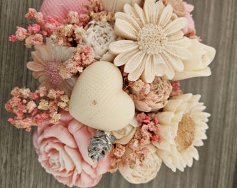 Bouquet cagette parfumé – Fleurs en cire de soja – Bouquet  – Cadeau anniversaire, fête des mères, mariage